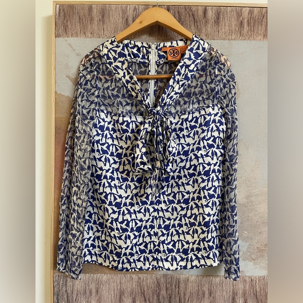 Tory Burch Birds on a Wire Women's Top Silk 4